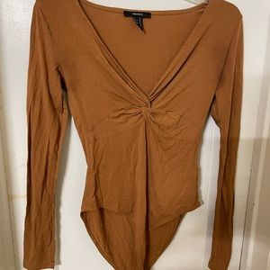 BROWN V CUT BODY SUIT